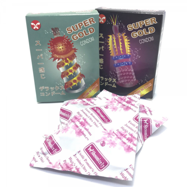 Bao cao su siêu gân gai Super Gold Nhật - Hộp 2 cái (GOLD1)